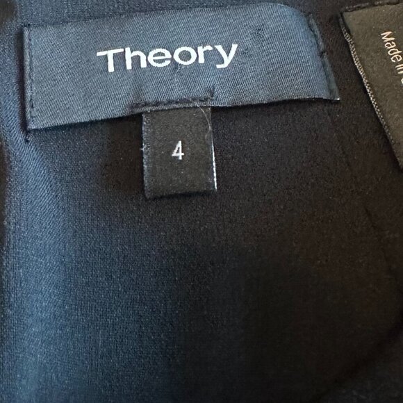 Theory Black Shift Dress Layered w/ Pleating Sleeveless Crepe Size 4 Women's - Picture 10 of 10